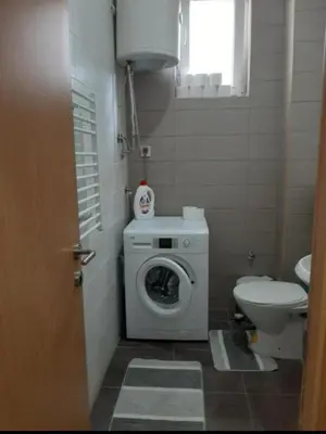 a bathroom with a washing machine and a toilet at TPC 9 in Žarkovo