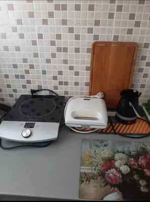 a counter with a toaster and a printer on it at TPC 9 in Žarkovo
