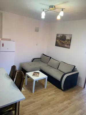 a living room with a couch and a table at Apartmani MilaMi #3 in Kalugjerica