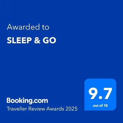 a blue text box with the words awarded to sleep and go at SLEEP & GO in Surčin