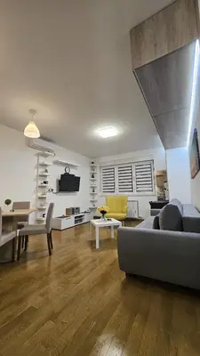 a living room with a couch and chairs in it at Porodicno-poslovni udoban stan in Vračar (historical)