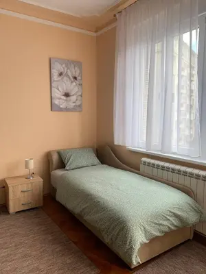 a bedroom with a bed and a window at Apartment Tašmajdan in Belgrade