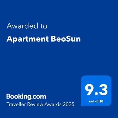 a blue screen with the text awarded to appointment bosoun at Apartment BeoSun in Belgrade