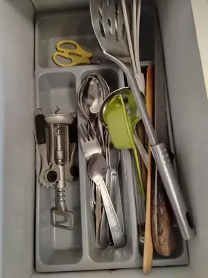 a drawer filled with utensils in a kitchen at \ua564 Comfy Home \ua564 - Make yourself at home in Belgrade