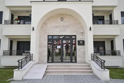 an entrance to a building with a door at Porto lux in Arandjelovac