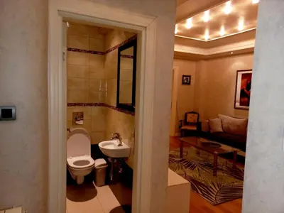 a bathroom with a toilet and a sink at Alex LUX in Belgrade