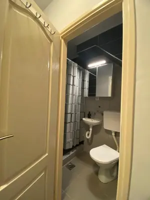 a bathroom with a toilet and a sink at Studio 43 in Belgrade