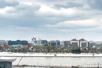 a view of a city with a river and buildings at BW VERDE DREAM in Sajmište