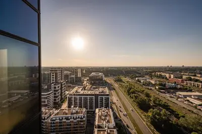 a view of a city from a skyscraper at West 21 Tower in Fontana