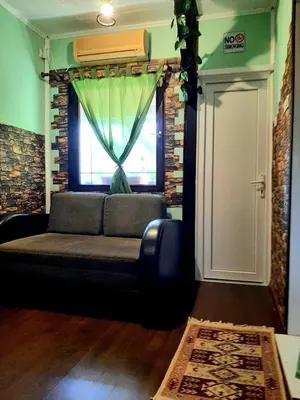 a living room with a couch and a window at Sunny Side Fruska Gora- apartman A in Velika Remeta