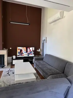 a living room with a couch and a tv at Kuca na Dunavu in Belgrade