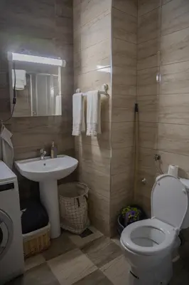 a bathroom with a toilet and a sink at Biser apartman in Belgrade