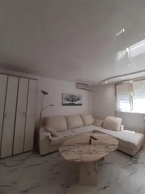 a living room with a couch and a coffee table at Apartman brdo in Belgrade