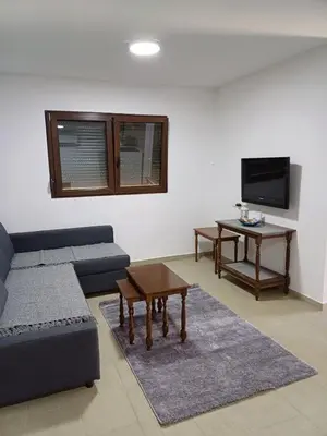 a living room with a couch and a table at Garden Apartment New Belgrade in Novi Beograd