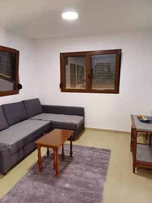 a living room with a couch and a table at Garden Apartment New Belgrade in Novi Beograd
