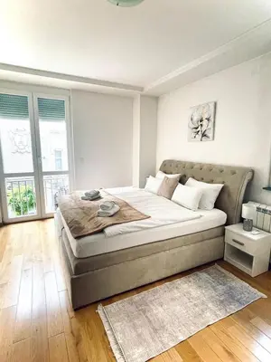 a bedroom with a large bed in a room at Apartment Delic in Belgrade