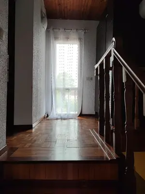 a stairway with a window and a stair case at Big Borak in Veliki Borak