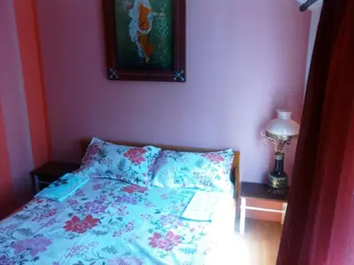 a bedroom with a bed and a picture on the wall at Hostel Ruler in Belgrade