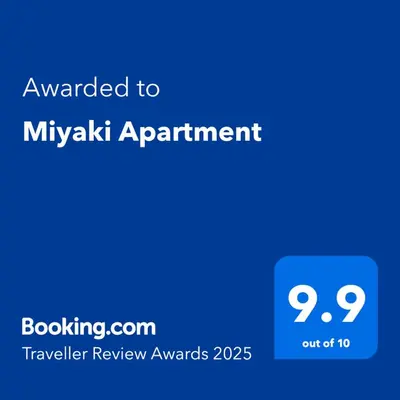 a blue screen with the text awarded to myk audit appointment at Miyaki Apartment in Belgrade