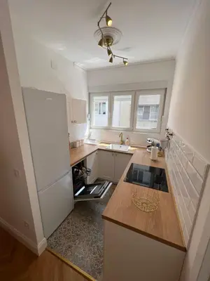 a kitchen with a sink and a counter top at Old Town Gate in Belgrade
