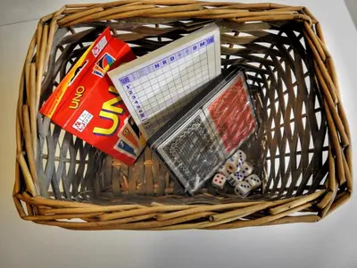 a wicker basket with various items in it at Vukov spomenik in Belgrade