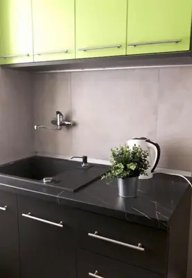 a kitchen counter with a sink and a potted plant at Cloud Downtown apartment in Belgrade