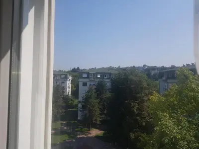 a view of a city from a window at Emily apartment in Belgrade