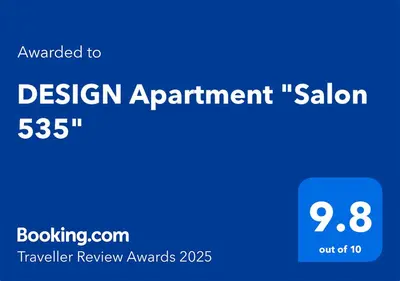 a blue sign with the words design appointment saloon at DESIGN Apartment 