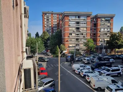 a view of a parking lot with cars parked at THE FIVE-OLD TOWN Apartments in Belgrade