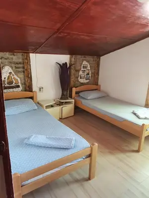 a room with two beds in a room at Vikendica Tisa Dukatar in Titel