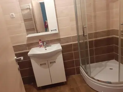 a bathroom with a sink and a shower at Dunav in Smederevo