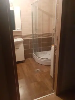 a bathroom with a shower and a toilet and a sink at Dunav in Smederevo