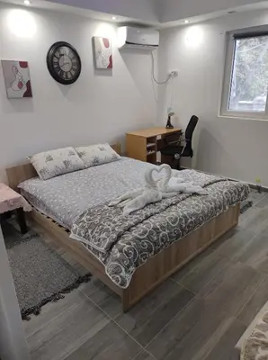 a bedroom with a bed and a desk at Miljakovački konak in Belgrade