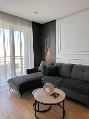 a living room with a couch and a table at DOM Boutique Apartments VERDE in Belgrade