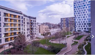 a view of a city with tall buildings at Central Garden modern 1 bedroom condominium complex in Belgrade