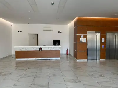 a lobby with a reception desk in a building at Hedonist-Modern Urban Stay A Blok in Belgrade