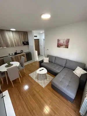 a living room with a couch and a table at Delete 44 in Novi Grad