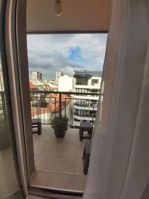 a view from a window of a balcony at Sky lux apartment Vracar in Belgrade