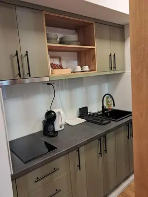 a kitchen with a sink and a counter top at Apartment Premier 1 A Blok in Belgrade