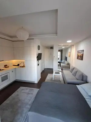 a living room with a couch and a table at Apartment Premier 2 A Blok in Belgrade