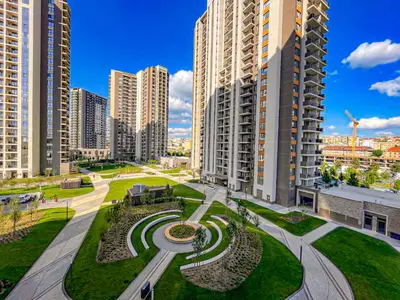 a view of a city with tall buildings at Exceptional Belgrade Waterfront Apartment - Beograd na Vodi in Belgrade