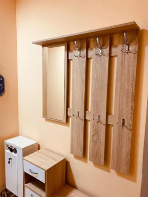 a bathroom with curtains and a mirror on the wall at Aleksa in Novi Grad