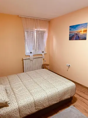 a bedroom with a bed and a window at Aleksa in Novi Grad