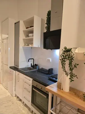 a kitchen with a sink and a counter top at Apartman Stepa K3 in Belgrade
