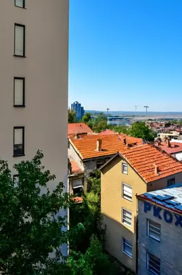 a view of a city from a building at Apartman Beograd Banovo Brdo - lux dvosoban stan in Belgrade