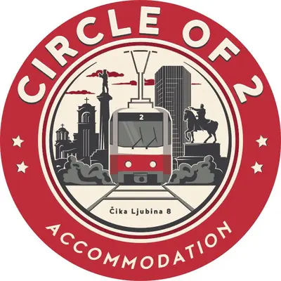 an illustration of a red and white sign with the words celtaore evocation at CIRCLE OF 2 in Belgrade