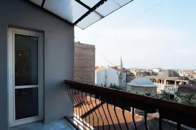 a balcony with a view of a city at King Peter Apartment in Belgrade