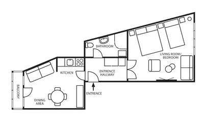 a floor plan of a tiny house at Illusion Downtown Apartment in Belgrade