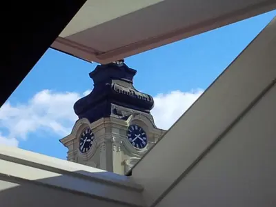 a clock tower in the middle of a building at Villa Marija M L in Belgrade