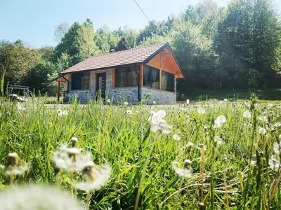 a small cabin in a field of flowers at Imanje in Arandjelovac